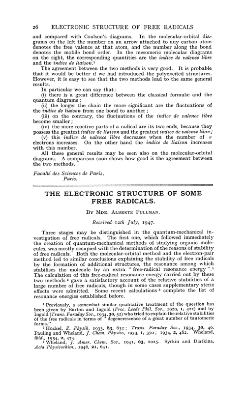 The electronic structure of some free radicals