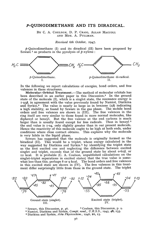 P-quinodimethane and its diradical