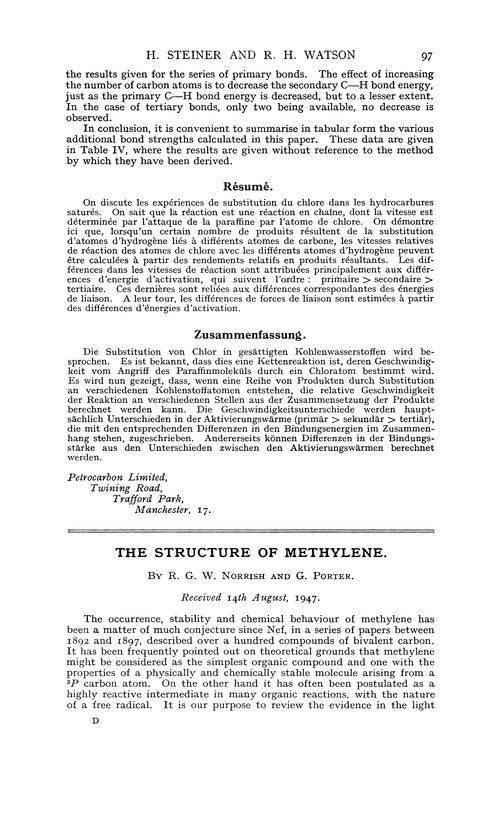 The structure of methylene