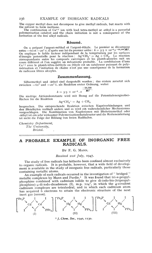 A probable example of inorganic free radicals