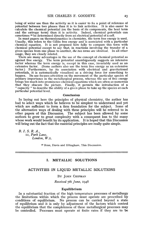 Metallic solutions. Activities in liquid metallic solutions