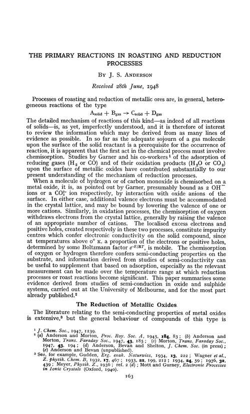 The primary reactions in roasting and reduction processes