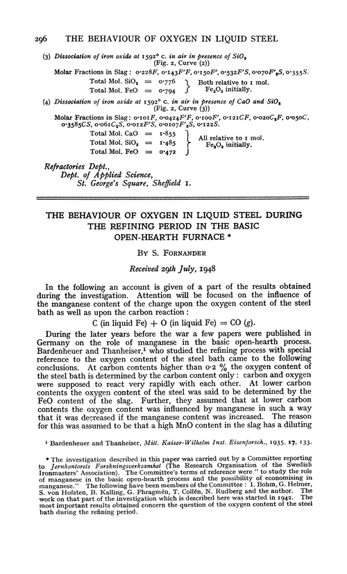The behaviour of oxygen in liquid steel during the refining period in the basic open-hearth furnace