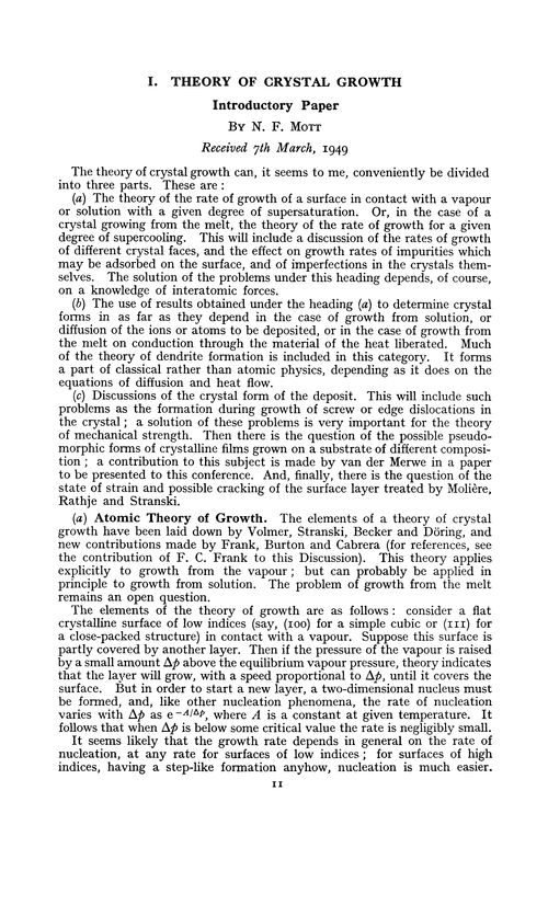 Theory of crystal growth. Introductory paper