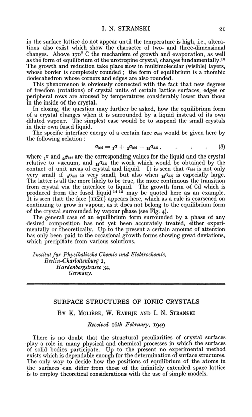 Surface structures of ionic crystals