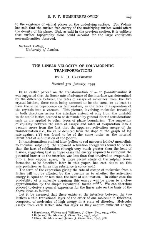 The linear velocity of polymorphic transformation