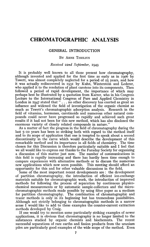 Chromatographic analysis. General introduction