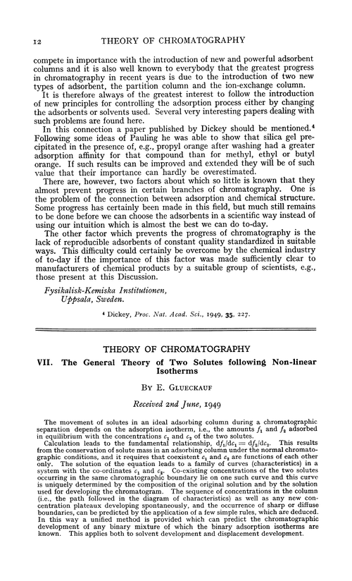 Theory of chromatography. VII. The general theory of two solutes following non-linear isotherms