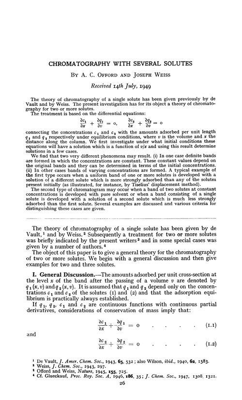 Chromatography with several solutes