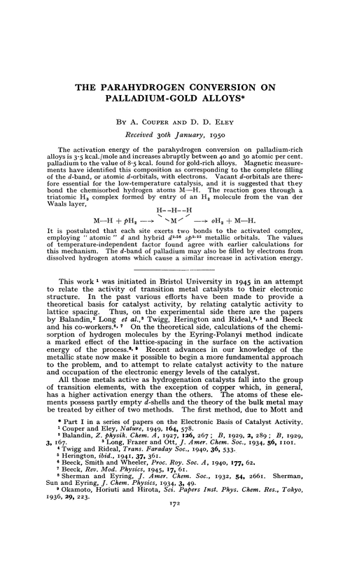 The parahydrogen conversion on palladium-gold alloys