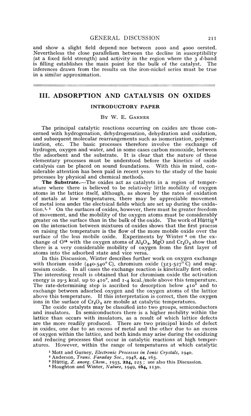 Adsorption and catalysis on oxides. Introductory paper