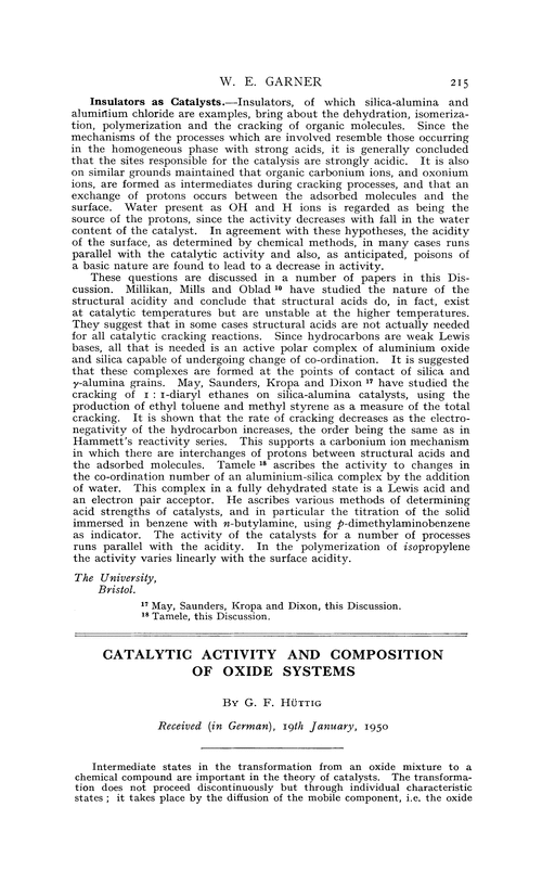 Catalytic activity and composition of oxide systems