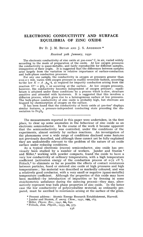 Electronic conductivity and surface equilibria of zinc oxide