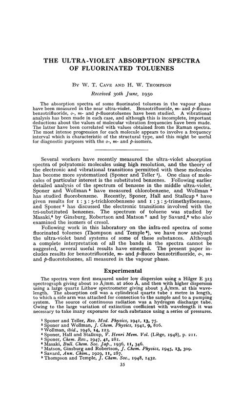 The ultra-violet absorption spectra of fluorinated toluenes