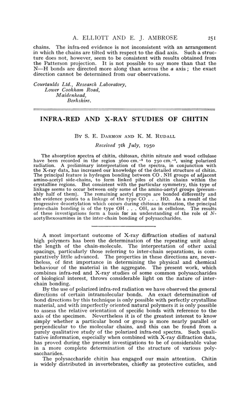 Infra-red and X-ray studies of chitin