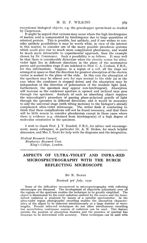 Aspects of ultra-violet and infra-red microspectrography with the Burch reflecting microscope