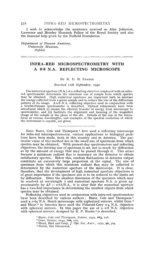 Infra-red microspectrometry with a 0·8 N.A. reflecting microscope