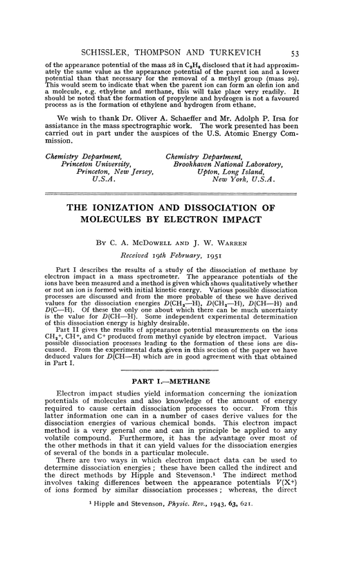The ionization and dissociation of molecules by electron impact