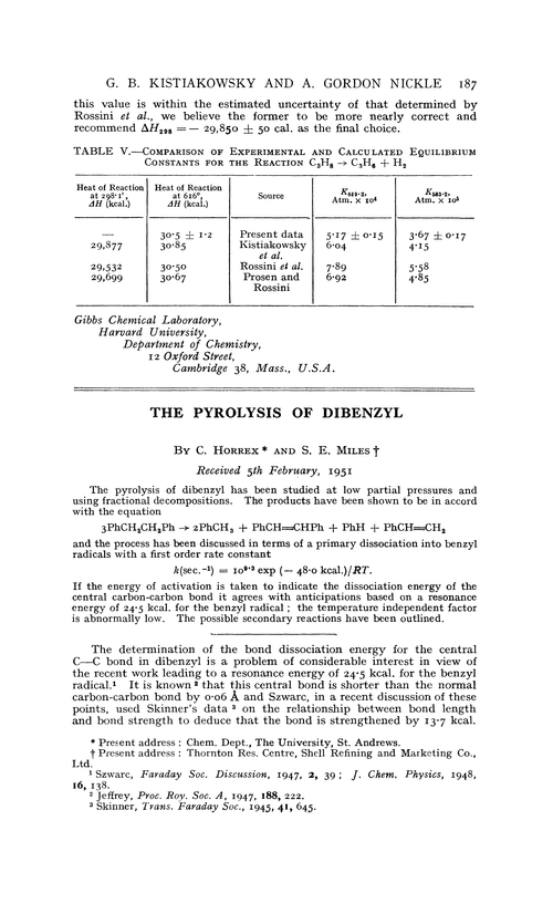 The pyrolysis of dibenzyl