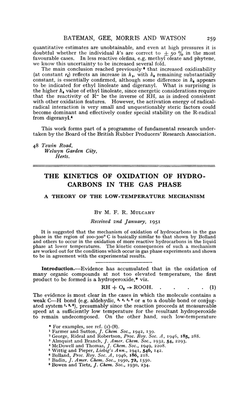 The kinetics of oxidation of hydrocarbons in the gas phase. A theory of the low-temperature mechanism