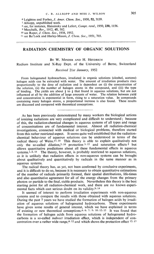 Radiation chemistry of organic solutions