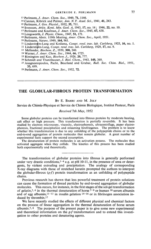 The globular-fibrous protein transformation