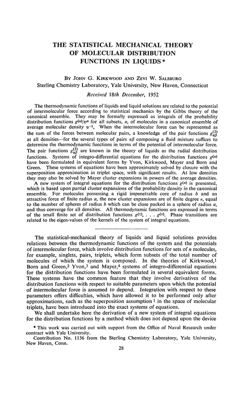 The statistical mechanical theory of molecular distribution functions in liquids