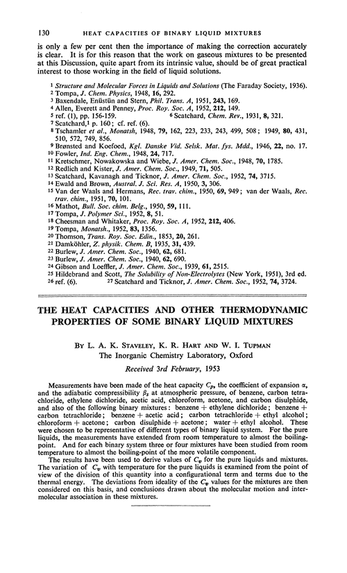 The heat capacities and other thermodynamic properties of some binary liquid mixtures