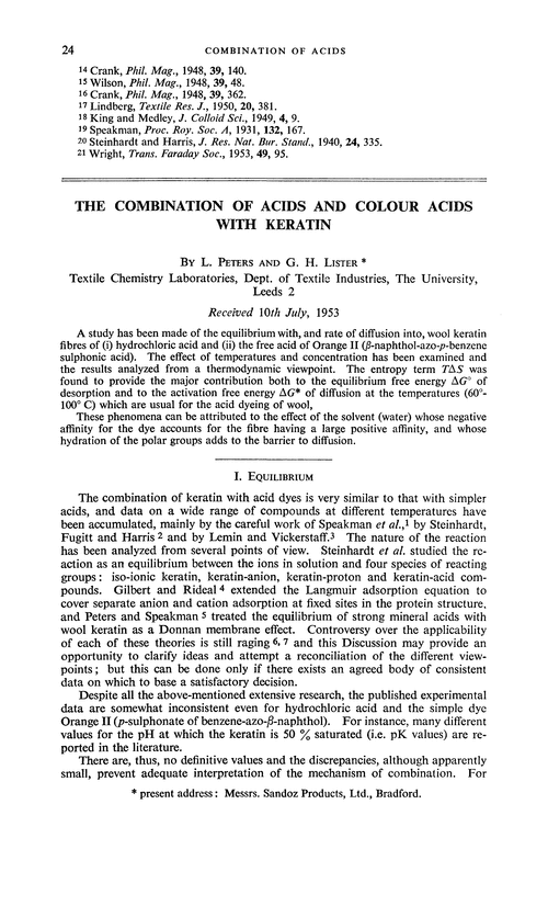 The combination of acids and colour acids with keratin