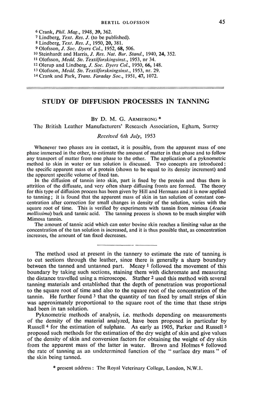 Study of diffusion processes in tanning