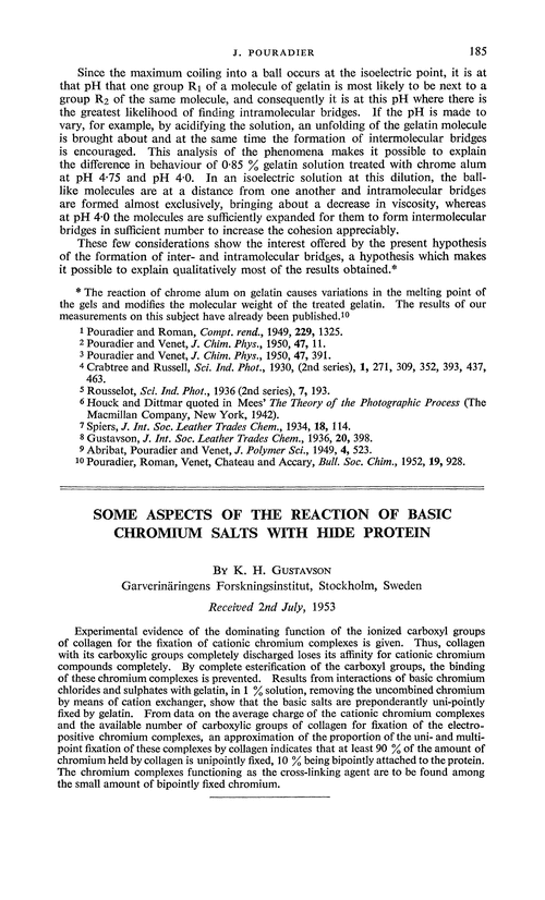 Some aspects of the reaction of basic chromium salts with hide protein