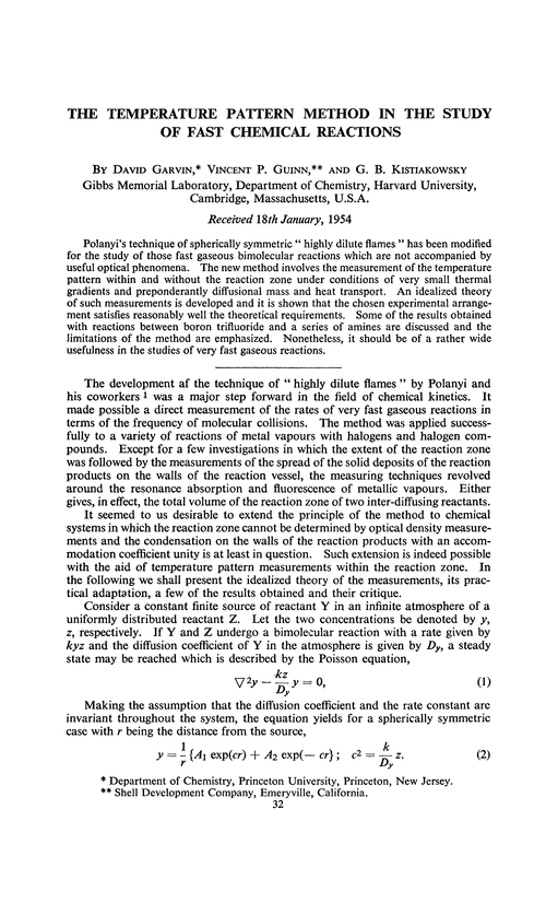 The temperature pattern method in the study of fast chemical reactions