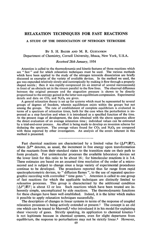 Relaxation techniques for fast reactions. A study of the dissociation of nitrogen tetroxide