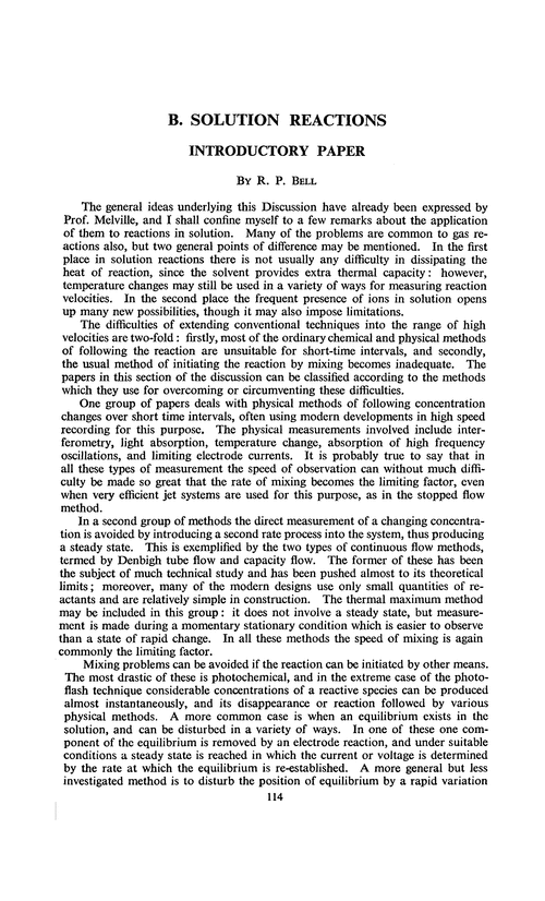 Solution reactions. Introductory paper