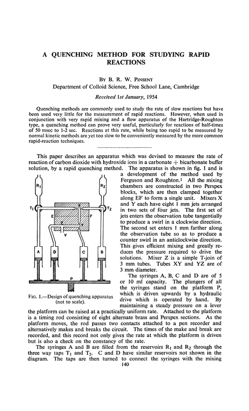 A quenching method for studying rapid reactions