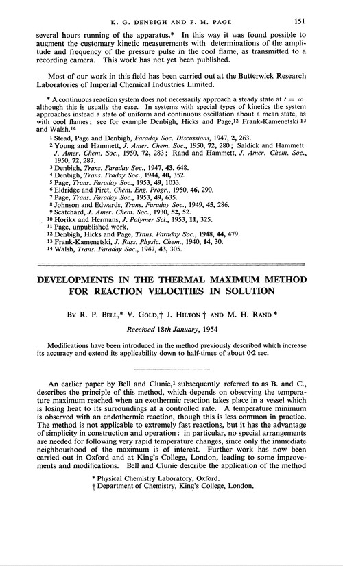 Developments in the thermal maximum method for reaction velocities in solution