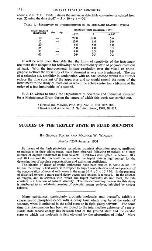 Studies of the triplet state in fluid solvents