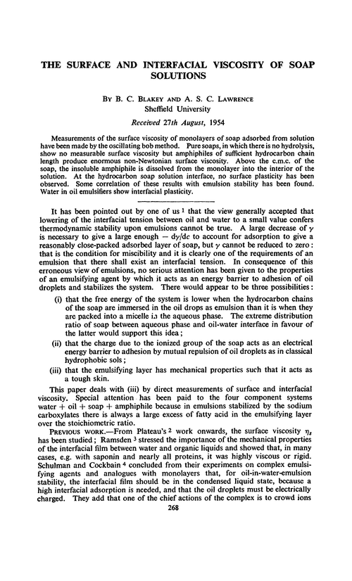 The surface and interfacial viscosity of soap solutions