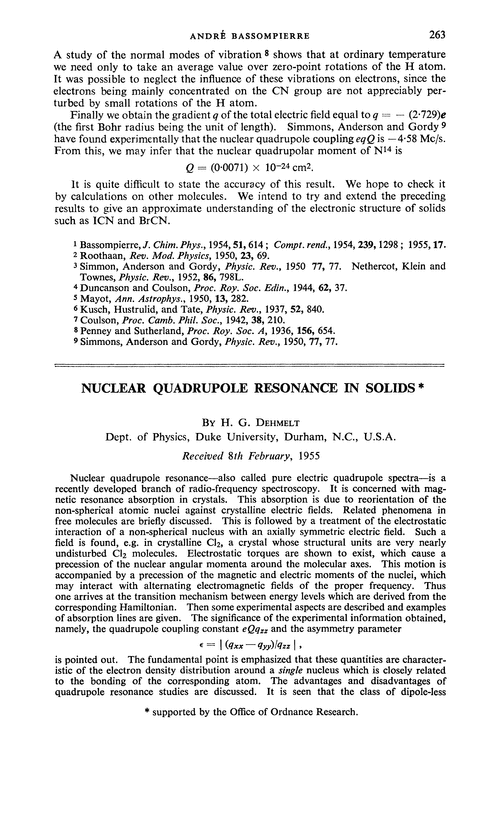 Nuclear quadrupole resonance in solids