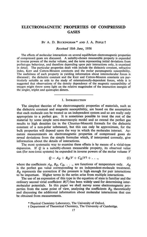 Electromagnetic properties of compressed gases