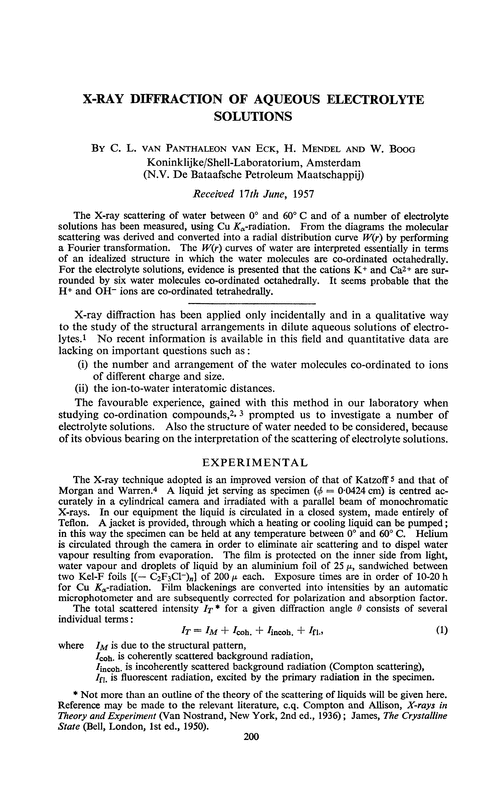 X-ray diffraction of aqueous electrolyte solutions