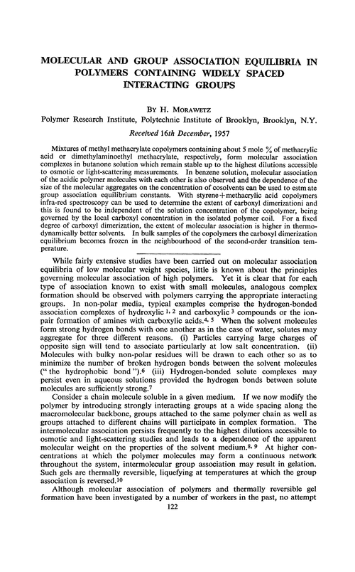 Molecular and group association equilibria in polymers containing widely spaced interacting groups
