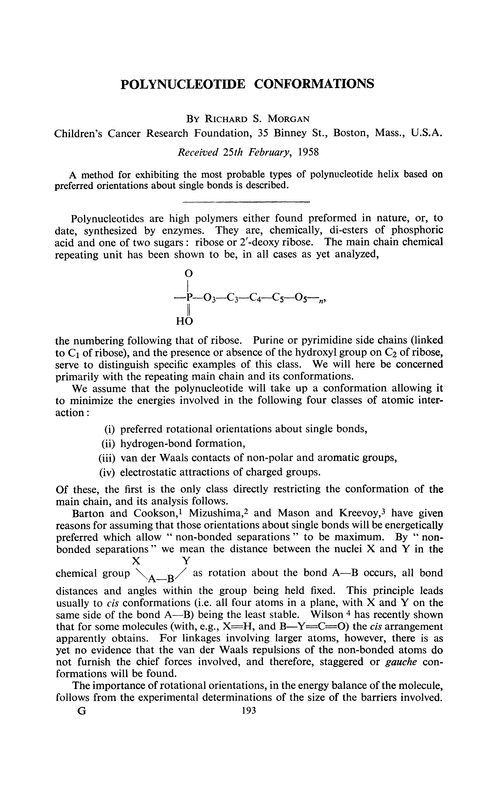Polynucleotide conformations