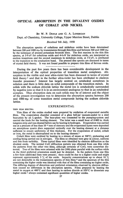 Optical absorption in the divalent oxides of cobalt and nickel