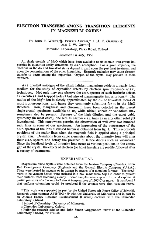 Electron transfers among transition elements in magnesium oxide