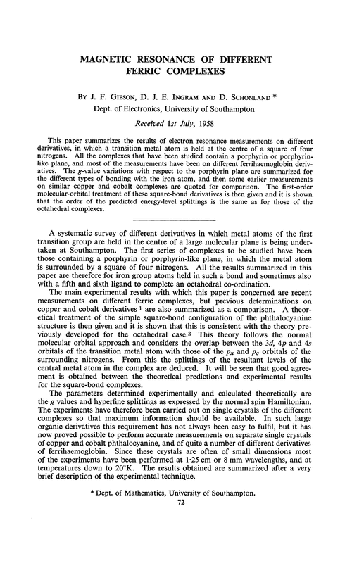 Magnetic resonance of different ferric complexes