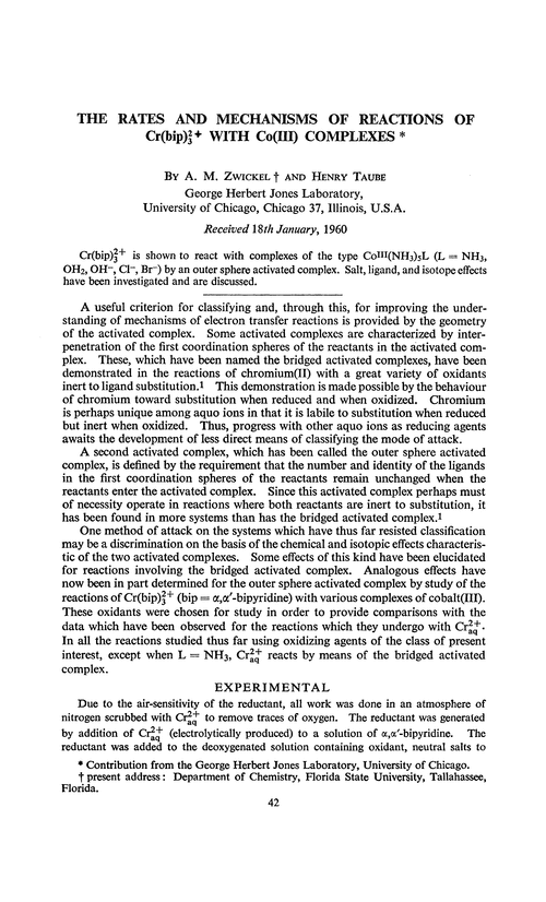 The rates and mechanisms of reactions of Cr(bip) with Co(III) complexes