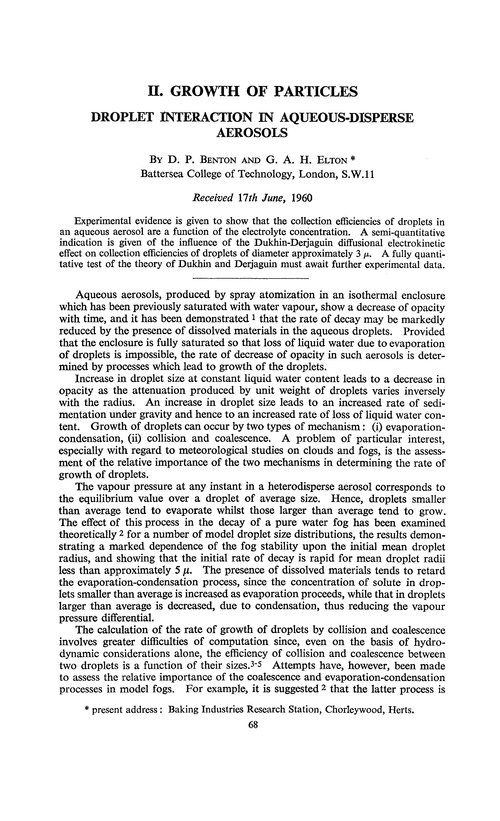 Growth of particles. Droplet interaction in aqueous-disperse aerosols