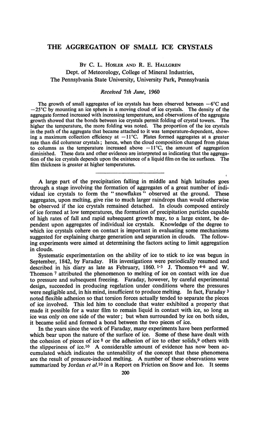 The aggregation of small ice crystals