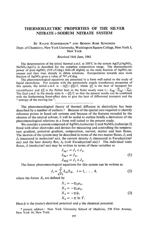 Thermoelectric properties of the silver nitrate + sodium nitrate system